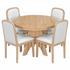 5 Piece Extendable Dining Table Set Dining Set for 4, Vintage Round Kitchen Table Set with 4 Upholstered Dining Chairs - ModernLuxe