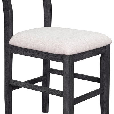 5 Pieces Counter Height Dining Set for 4, Farmhouse Wooden Bar Table Set with 4 Upholstered Chairs for Small Places