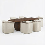 Christopher Knight Home Yao Modern 7 Piece Dining Set with Rectangular Table and 6 Rubberwood Upholstered Chairs