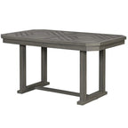 6 PCS Rubber Wood Dining Table Set with Beautiful Wood Grain Veneer Tabletop and Soft Cushion-ModernLuxe