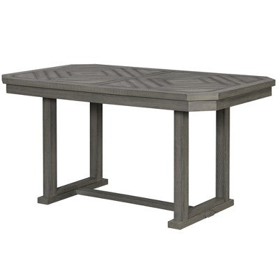 6 PCS Rubber Wood Dining Table Set with Beautiful Wood Grain Veneer Tabletop and Soft Cushion-ModernLuxe