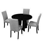 5-piece Round Dining Table Set Dining Set with 4 Upholstered Chairs for Dining Room, Kitchen and Living room, Beige/Black/Gray/White-ModernLuxe