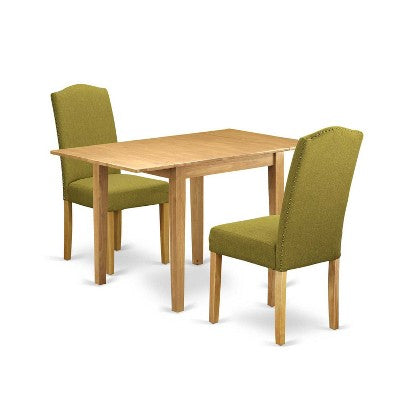 HomeStock 3-Piece Natural Brown Oak Finish Solid Wood Top Dining Table Set