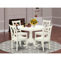 HomeStock HLCL5-LWH-W 5PC Round 42 inch Table and 4 Double X back Chairs