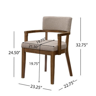Christopher Knight Home Raisa 5 Piece Farmhouse Rubberwood Dining Set with Boucle Upholstered Chairs