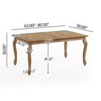 Christopher Knight Home Regan 7 Piece French Country Fabric Upholstered Wood and Cane Expandable Dining Set