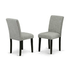 HomeStock 7 Piece Rectangle Dining Set Black Shitake Linen Fabric