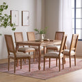 Christopher Knight Home Regan 7 Piece French Country Fabric Upholstered Wood and Cane Expandable Dining Set