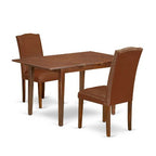 Dinette Set 3Pc Rectangular Table w/ Leaf & 2 Parsons Chairs - Brown