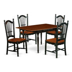 5-Piece Black and Cherry Finish Solid Wood Top - Dining Room Set - Seats 4