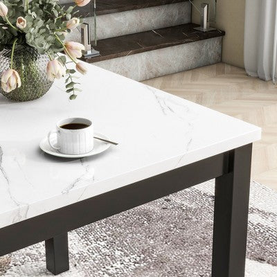 GDFStudio Danielle Modern 5 Piece Rubberwood Counter Height Dining Table Set with Velvet Upholstered Chairs