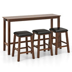 Costway 4-Piece Bar Table Set w/ Power Outlet Counter-Height Table & 3 Bar Stools