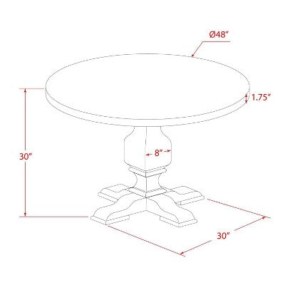 HomeStock 5-Piece Round Distressed Jacobean Finish Solid Wood Top Dining Table with 4 Parson Chair