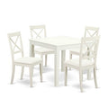 HomeStock 5-Pc Linen White Finish Solid Wood Top - Dining Room Set - Seats 4