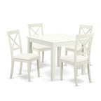 HomeStock 5-Pc Linen White Finish Solid Wood Top - Dining Room Set - Seats 4
