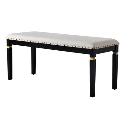 Retro 6 Pieces Kitchen Dining Table Set, Rectangular Table and 4 High-Back Tufted Chairs & Bench, Wood Dining Room Table Set for 6