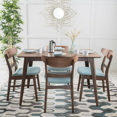 Christopher Knight Home Bryner Mid Century Modern Fabric Upholstered Wood 5 Piece Dining Set