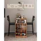 3 Piece Bar Table Set for 2, Bar Table and Chairs Set with with Flip Top Extension, Dining Table Set with Storage Shelves