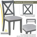 6 Piece Extendable Dining Table Set Dining Set Small Dinette Kitchen Table Set with Foldable Table, 4 Upholstered Chairs, Bench, Gray/Espresso-HABITRI