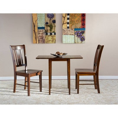 International Concepts Small Dual Drop Leaf Dining Table with 2 San Remo Splat
