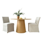 3-Piece Dining Room Table and Chair Set, 35 Round Table with Upholstered Slipcover Chairs for Breakfast Nook or Small Space-Panipeachy