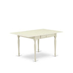 HomeStock 3-Pc Linen White Finish Rectangular Solid Wood Top with Dropleaf Dining Table Set