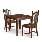 HomeStock 3-Piece Mahogany Finish Square Solid Wood Top Dining Table Set
