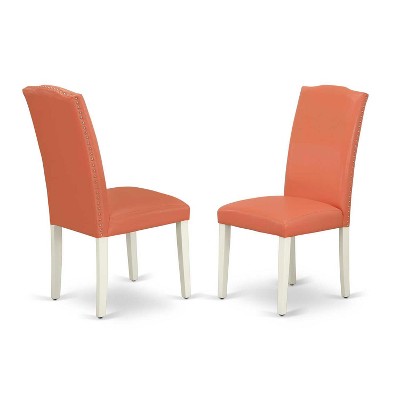 Round Dinette Set 3pc - 42 Table & 2 Parson Chairs - Pink Flamingo PU Leather - Eclectic Elegance