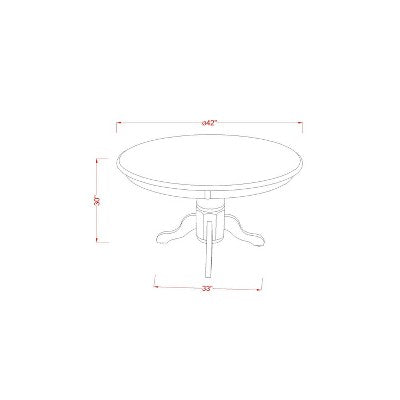 HomeStock 3-Pc Buttermilk and Cherry Solid Wood Top - Dining Room Set - Seats 4