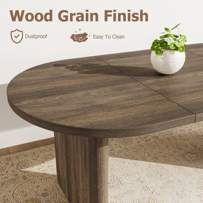 70.8 Inch Oval Dining Table with Upholstered Dining Chairs, Kitchen Table with Thick Sturdy Wooden Base, High Back Dining Chair with Solid Wood Legs