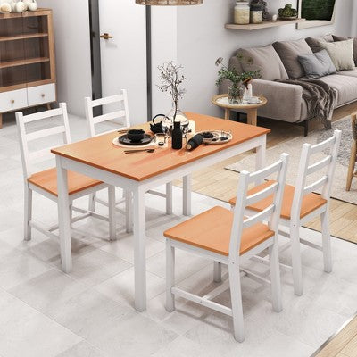 Dining Table Set for 4, 5 Piece Modern Kitchen Table and Chairs, Solid Wood Dining Room Set for Small Spaces, Breakfast Nook