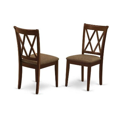 HomeStock 7-Piece Rectangle Mahogany Finish Solid Wood Top Dining Table with 6-Chairs with Cross Back