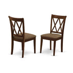 HomeStock 7-Piece Rectangle Mahogany Finish Solid Wood Top Dining Table with 6-Chairs with Cross Back