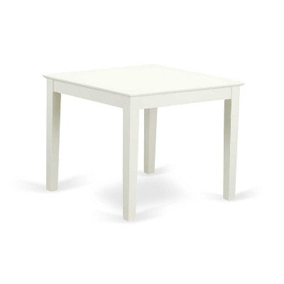 HomeStock 3-Pc Linen White Finish Square Solid Wood Top Dining Table Set