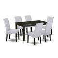 HomeStock 7-Piece Black Finish Solid Wood Top Dining Table with 6 Parson Chairs