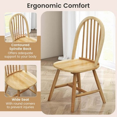 Costway 3 PCS Dining Set for 2 Round Table with 2 Chairs Solid Rubber Wood Frame Modern Black/Beige