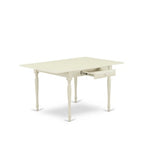 HomeStock 3-Pc Linen White Finish Rectangular Solid Wood Top with Dropleaf Dining Table Set