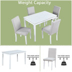 GDFStudio Galen Farmhouse 5-Piece Dining Set with Wooden Rectangular Table and 4 Upholstered Chairs