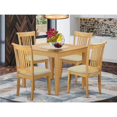 HomeStock 5 Piece Dinette Set Linen Fabric Chairs Kitchen Dining Set