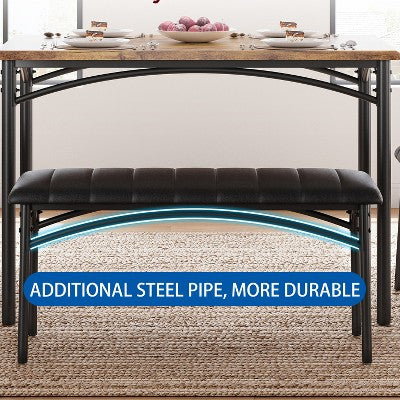 Dining Table Set for 4, Kitchen Table with Chairs, Rectangular Wood Dining Room Table with Upholstered Bench for Small Space, Dinner, Apartment