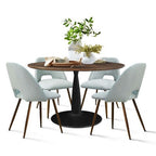 5 Piece Dining Set for 4 Round Walunut Dining Table with Metal Pedestal Base + 4 Upholstered Armless Chairs for Dining Room,Kitchen-Panipeachy