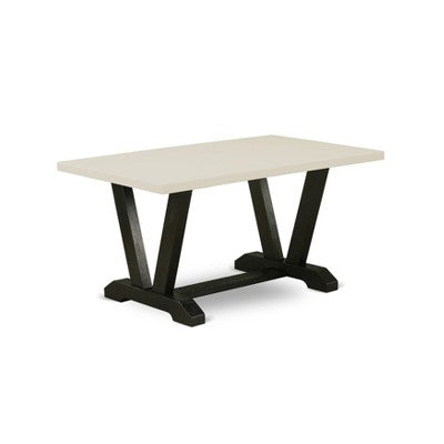 HomeStock Belmont 7-Piece Dining Set Includes 6 Kitchen Chairs with Upholstered Seat and High Back and a Rectangular Kitchen Table - Black Finish