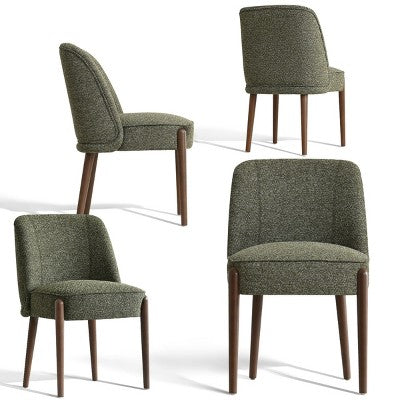 5-Piece Modern Dining Room Set for 4, Charcoal Round Table with 4 Upholstered Dining Chairs with Wood Legs for Dining Room or Farmhouse-Panipeachy