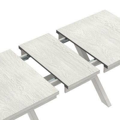 VECELO Rustic 6-Piece Extendable Dining Table Set, Rubber Wood Table with 4 Armless Upholstered Dining Chairs and Bench for Kitchen, Gray