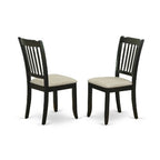 HomeStock 3-Pc Black Finish Solid Wood Top - Round Dining Room Set - Seats 4