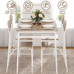 Karl Home 7-Piece Dining Table Set for 6, 43.3 Kitchen Table and Wood Chairs with Storage and Backrest