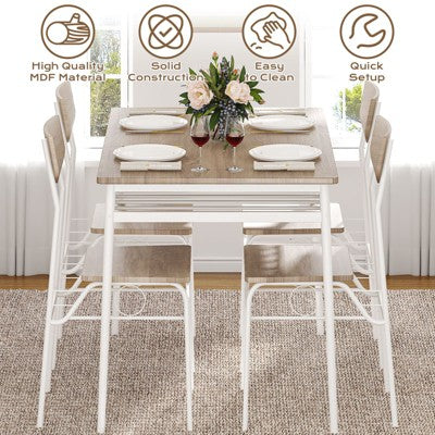 Karl Home 7-Piece Dining Table Set for 6, 43.3 Kitchen Table and Wood Chairs with Storage and Backrest