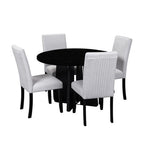 5-piece Round Dining Table Set Dining Set with 4 Upholstered Chairs for Dining Room, Kitchen and Living room, Beige/Black/Gray/White-ModernLuxe