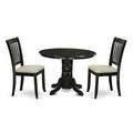 HomeStock 3-Pc Black Finish Solid Wood Top - Round Dining Room Set - Seats 4
