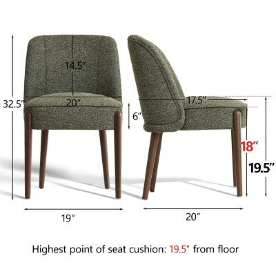 5-Piece Modern Dining Room Set for 4, Charcoal Round Table with 4 Upholstered Dining Chairs with Wood Legs for Dining Room or Farmhouse-Panipeachy